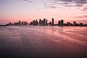 The skyline of Miami in the evening