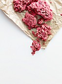 Minced beef in a piece of crinkled paper