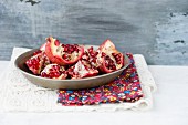 Pieces of pomegranate on a plate