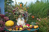 Autumnal garden decorations, Quilitz in Lieper Winkel, Usedom, Mecklenburg-Vorpommern