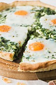A ricotta, spinach and fried egg tart