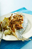 Oven-roasted seabream with a Mediterranean crust