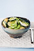 A warm bean and courgette salad