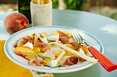Peach salad with ham and cheese
