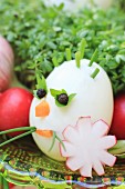 A funny decorate egg for an Easter breakfast