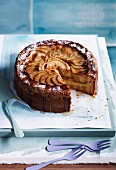 Apple-vanilla teacake with thick vanilla custard