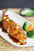 Crispy sea bass with soy sauce