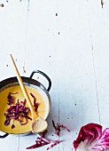 Cream of chestnut soup with radicchio
