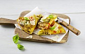 Italian tortilla with red pepper and artichoke hearts