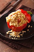 A red pepper filled with quinoa