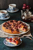 Plum tart, sliced