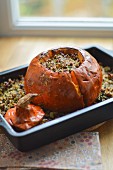 Stuffed, baked pumpkin