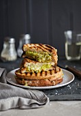 Toasted sandwiches with leek and cheddar cheese