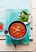 Sweet potato and tomato soup with chickpeas