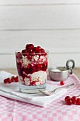 Coconut porridge with raspberries and redcurrants