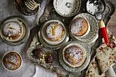 Mini brioche with icing sugar