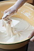 Cake mixture being made in a bowl