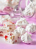Cherry and nut nougat with meringues