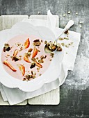 Yoghurt and berry soup with wholemeal cornflakes