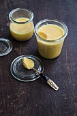 Jars of ghee (clarified butter, India)