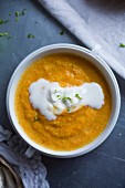 Carrot and ginger soup with cream