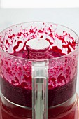 Beetroot purée for pasta dough in a mixer