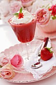 Strawberry mousse with cream