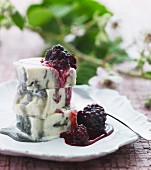 Warm blue cheese with blackberries