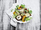 Bread salad with soft cheese and peppers