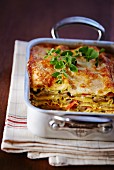 Vegetable lasagne in a baking dish