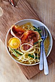 Spaghetti alla carbonara (pasta with bacon and egg, Italy)