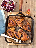 Grilled chicken wings with red cabbage salad