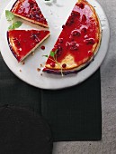 Orange cheesecake with chilli and pomegranate jelly