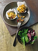 Pasta muffins with chard and cheese