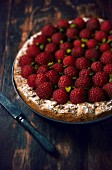 Raspberry cake with pistachios