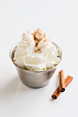 Whipped cream with ground cinnamon