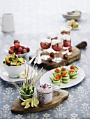 Appetisers and desserts for a buffet