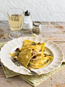 Ravioli with sage butter and cheese
