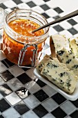 Cloudberry jam with blue cheese