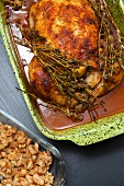 Roast chicken with thyme and a bean dressing