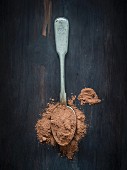 Cocoa powder on a spoon (seen from above)