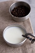 Soured milk and peppercorns in a bowls