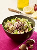 Chicory salad with shiitake mushrooms and bean sprouts