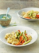Herb and couscous salad with vegetables