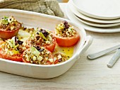 Stuffed, gratinated tomatoes