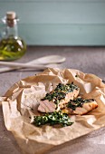 Oven-baked salmon with a Moroccan chermoula crust