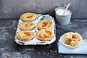 Millet and apricot muffins with almonds