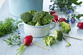 Broccoli, radishes, borage and dill