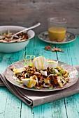Lentil and chicory salad with goat's cheese
