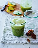 A green apple and savoy cabbage smoothie with dates and cucumber